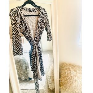 Black and White Express Wrap Dress